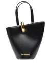 Jacquemus Bambola Small Leather Bucket Bag In Black