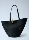 Jacquemus Large Tote Bag Gold Tone Hardware Top Handles In Black