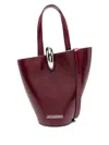 Jacquemus Trapezoidal Red Leather Handbag With Silver Detailing In Red