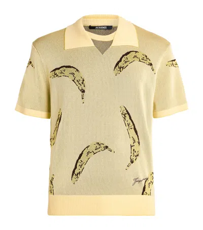 Jacquemus Crew Neck Graphic Print Polo Shirt In Yellow