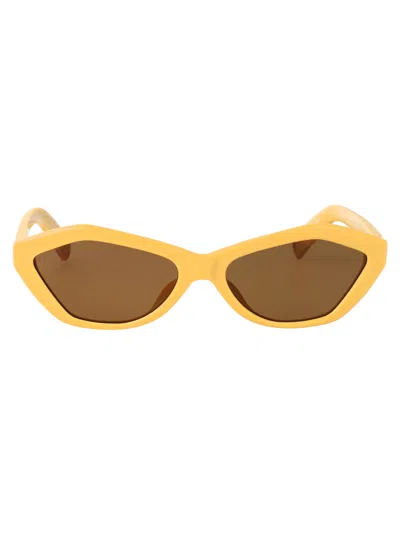 Jacquemus Banana/ Matt Gold/ Brown Acetate Sunglasses In Metallic