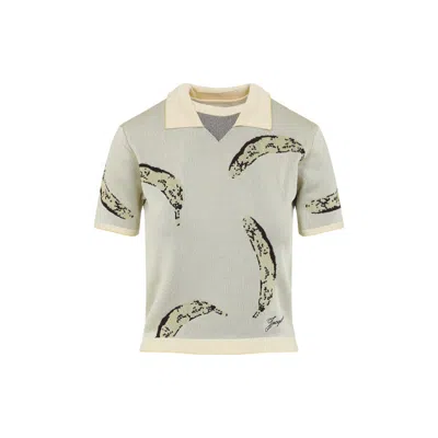 Jacquemus Banana Print T-shirt In Soft Viscose Blend In Yellow