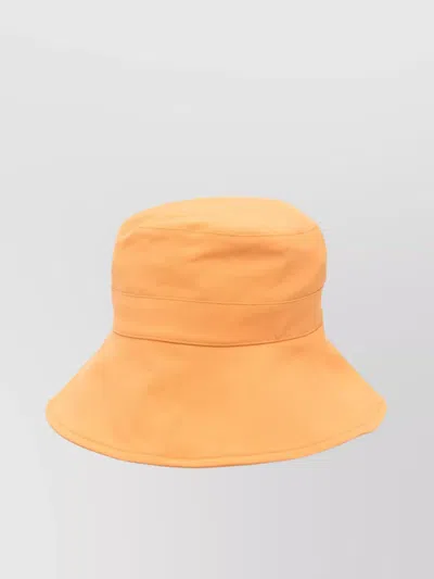 Jacquemus Bando Cotton Blend Wide Brim Hat In Orange