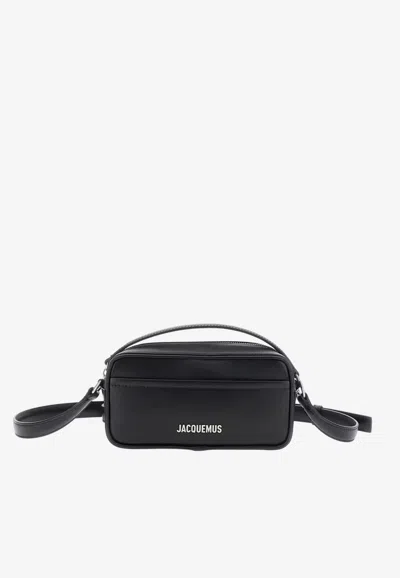 Jacquemus Baneto Leather Messenger Bag In Black