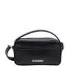 Jacquemus 'le Baneto' Black Shoulder Bag With Logo Lettering On The Front And Adjustable Shoulder Strap In Lea In Black