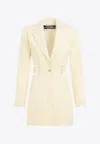 Jacquemus Bari Belted Cutout Single-breasted Mini Blazer Dress In Yellow