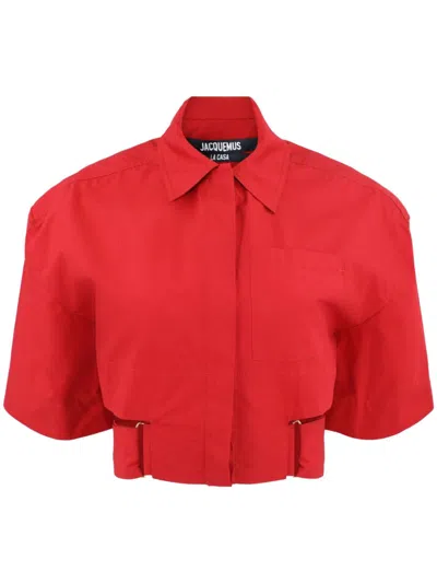 Jacquemus Bari Cropped Jacket In Red