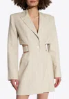 Jacquemus Bari Cutout Woven Mini Dress In Cream