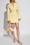 Jacquemus Bari Belted Cutout Single-breasted Mini Blazer Dress In Yellow