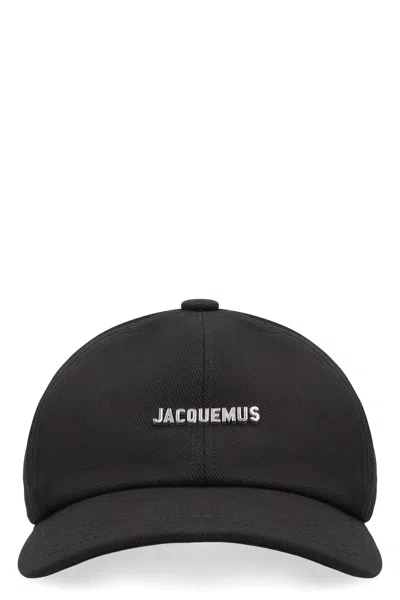 Jacquemus Gadjo Logo-embellished Cotton-twill Baseball Cap In Black