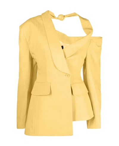 Jacquemus Baska Asymmetric Blazer In Yellow