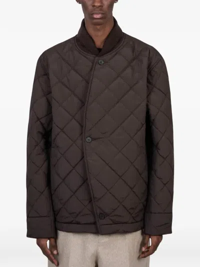 Jacquemus Bastide Diamond-quilted Jacket In Brown