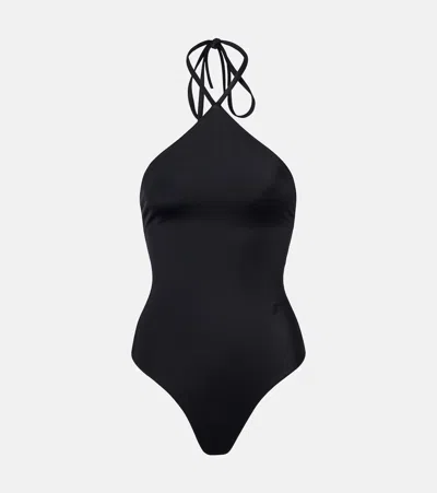 Jacquemus Bastide Halterneck Swimsuit In Black