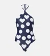 Jacquemus Le Maillot Bastide Polka Dot Swimsuit In Black