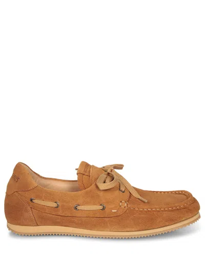 Jacquemus Batto Camel Leather Moccasins In Brown