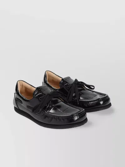 Jacquemus Batto Loafers Croco Embossed Leather Glossy In Black