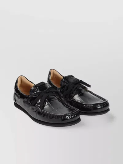 Jacquemus Batto Loafers With Croco Embossed Leather In Black