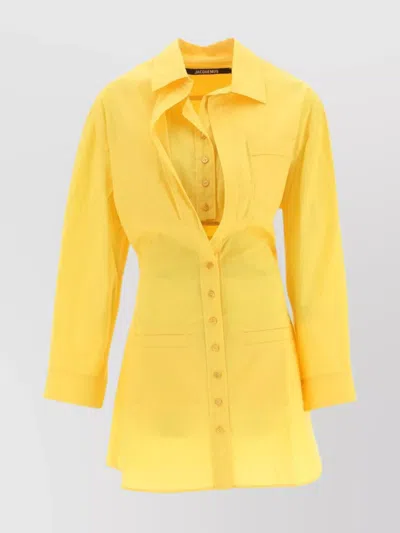 Jacquemus Baunhila Dress 3/4 Sleeves In Yellow