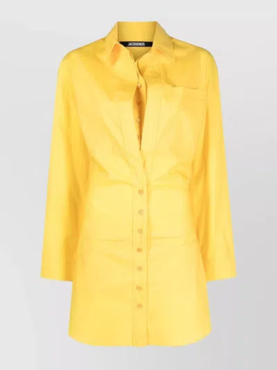 Jacquemus Baunhila Dress Chest Pocket In Yellow