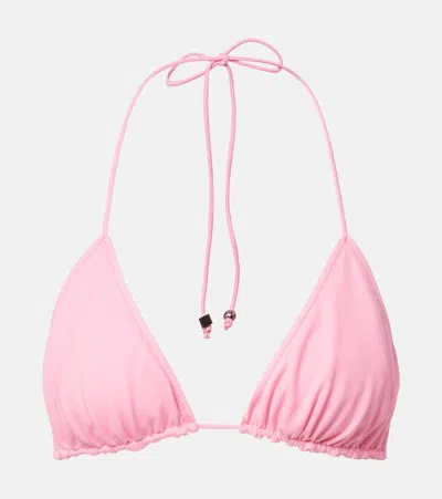 Jacquemus Beaded Bikini Top In Pink