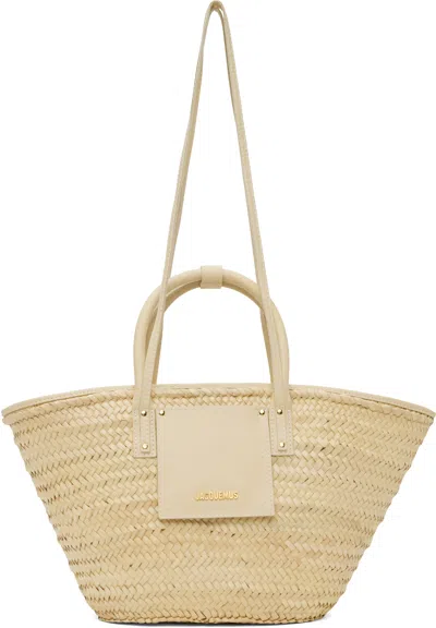 Jacquemus Beige & Off-white 'the Soli Basket' Tote In 120 Ivory