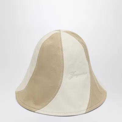 JACQUEMUS JACQUEMUS BEIGE AND WHITE CANVAS BOB HAT