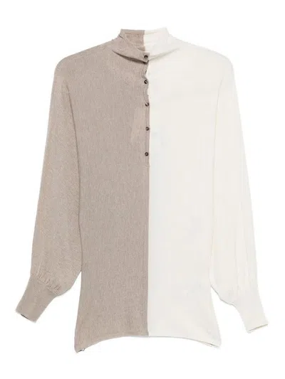 Jacquemus Beige And White Turtleneck Sweater