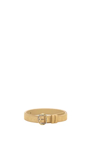 Jacquemus Beige Belt With Sleek Silhouette In Gold
