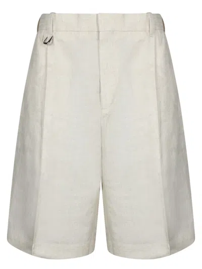 Jacquemus Beige Bermuda Shorts With Front Zip In White