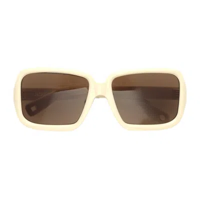 Jacquemus Beige Cabana Jac86 Acetate Square Sunglasses In Yellow