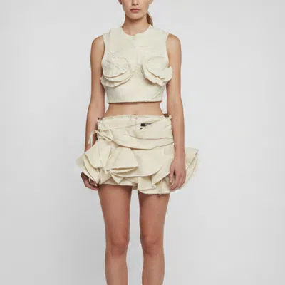 Pre-owned Jacquemus Beige Canvas Artichaut Top And Skirt Set Xs In Sand
