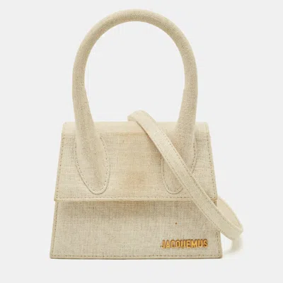 Pre-owned Jacquemus Beige Canvas Le Chiquito Moyen Top Handle Bag In Sand
