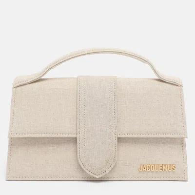 Pre-owned Jacquemus Beige Canvas Le Grand Bambino Top Handle Bag In Sand