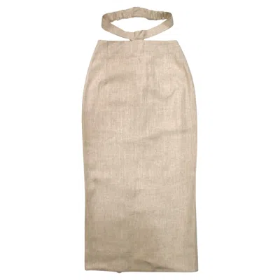 Pre-owned Jacquemus Beige Cut-out Midi Skirt With Slit In Brown