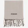 Jacquemus Beige Embroidered Logo Scarf In Neutral