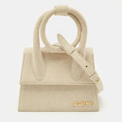 Pre-owned Jacquemus Beige Fabric Le Chiquito Noeud Top Handle Bag