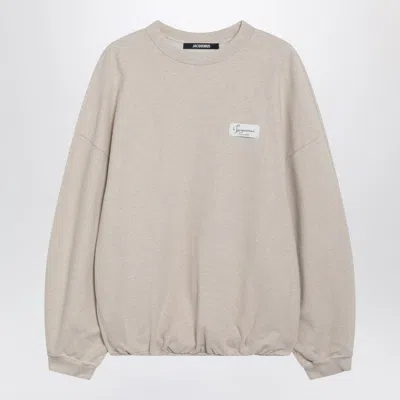 Jacquemus Beige Gros Grain Cotton Crew-neck Sweatshirt In Neutral