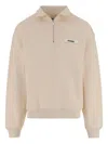 Jacquemus High-collar Cotton Pullover With Half-zip Closure In Neutral