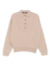 Jacquemus Polo Collar Knitwear With Ribbed Cuffs And Hem In Neutral