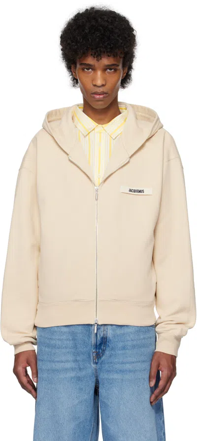 Jacquemus Beige La Casa 'the Gros Grain Zipped' Hoodie In 150 Beige