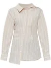 Jacquemus Pablo Striped Asymmetric Spread Collar Shirt In Beige