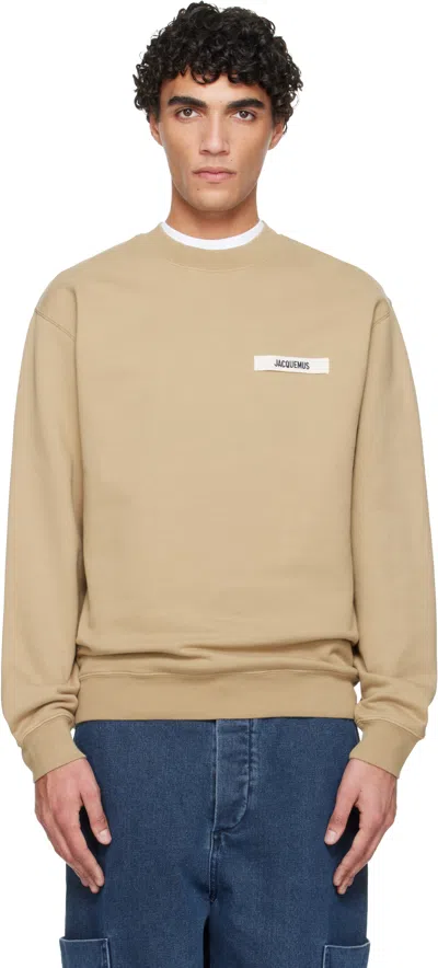 Jacquemus Men Dark Beige Organic Cotton Fleece The Gros Grain Sweatshirt In Multi