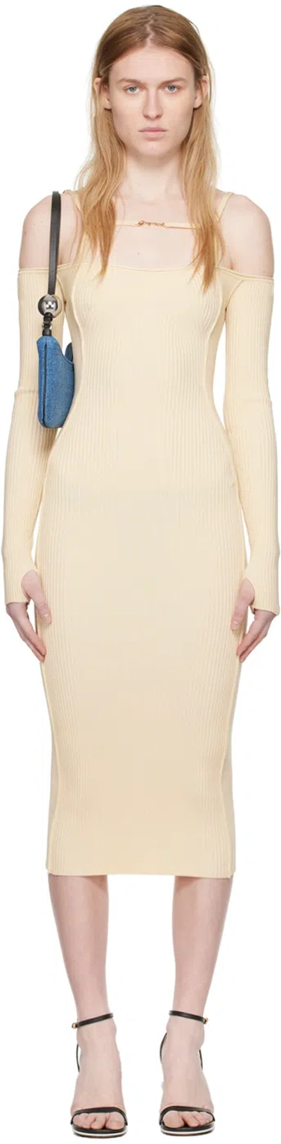Jacquemus Beige 'la Dressing Gown Sierra' Midi Dress In 115 Light Ivory