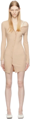 Jacquemus Beige Le Chouchou 'la Robe Maille Colin' Minidress In 150 Beige