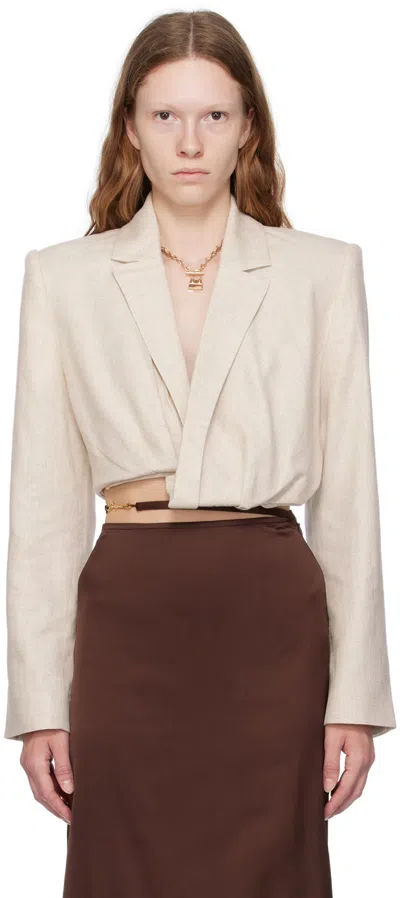 Jacquemus La Veste Bahia Cropped Blazer In Cream