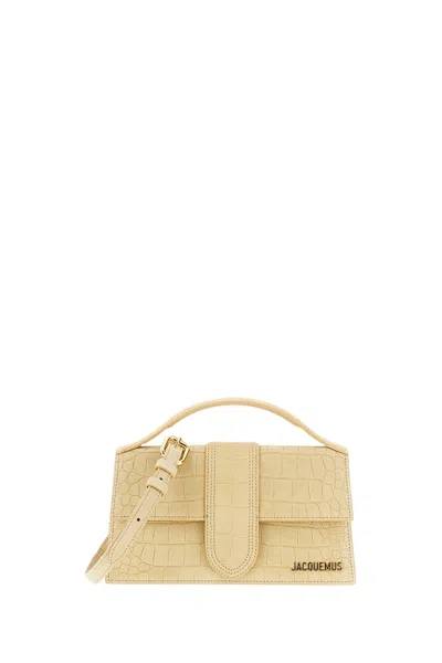 Jacquemus Beige Le Grand Bambino Croc-effect Suede Bag In Neutral