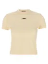Jacquemus Le T-shirt Logo Embroidered Grosgrain T-shirt In Neutral