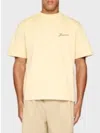 Jacquemus Yellow T-shirt With Logo On The Front And Print On The Back In Beige