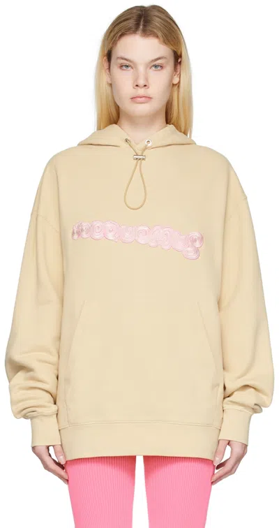 Jacquemus Beige Le Papier 'le Sweatshirt Spirale' Hoodie In 1ca Print Logo Spira