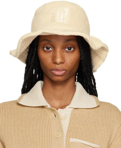 Jacquemus Beige Le Raphia 'le Bob Bandho' Bucket Hat In Pink